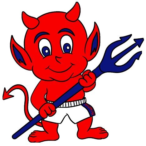 A cartoon of a devil holding a trident